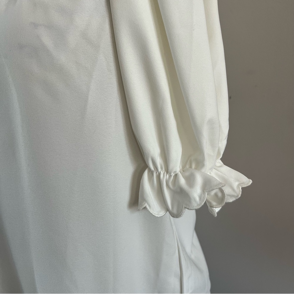 Pomander Place Cream Victorian-Inspired Puff Sleeve Blouse - Picture 3 of 9